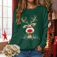 thumbnail image 6 of TTUHYWXI Christmas Sweatshirt Women Xmas Deer Graphic Fall Wimter Clothes Crewneck Pullover Long Raglan Sleeve Top (Green, M), 6 of 9