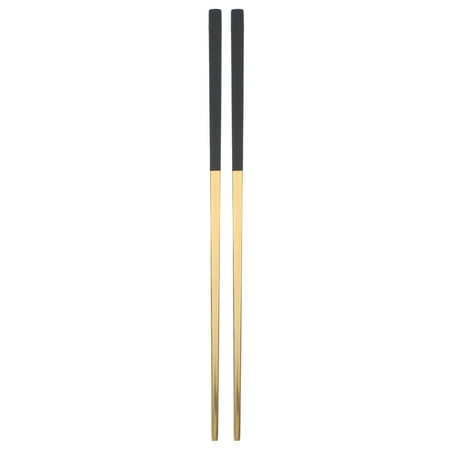 

A Pair of 23CM Stainless Steel Plating Chopsticks Ultra Lightweight Square Anti-slip Chopsticks (Black and Golden)