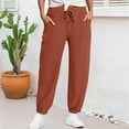 thumbnail image 3 of Corduroy Joggers Women Casual Drawstring Elastic High Waist Jogger Pants Loose Comfy Trousers with Pockets, 3 of 6