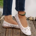 thumbnail image 4 of GERsome Ballet Flats for Women Round Toe Slip-On Casual Shoes Lace Mesh Breathable Wedding Dressy Floral Work Shoes, White Size 6, 4 of 9