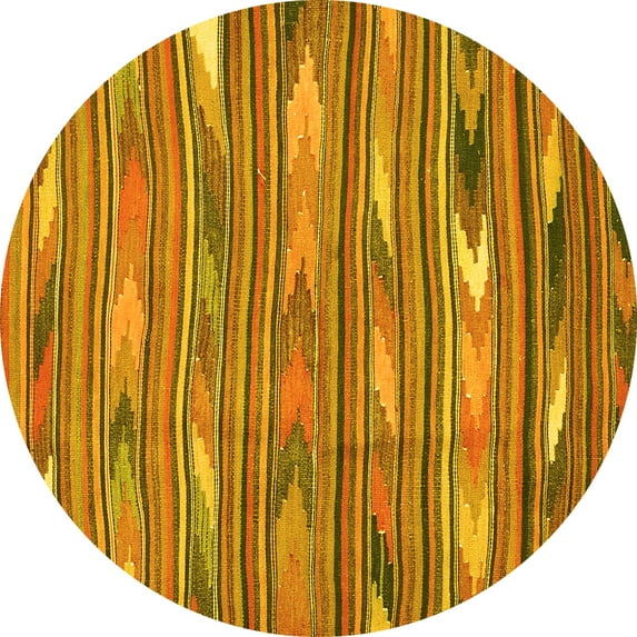 Ahgly Company Machine Washable Indoor Round Southwestern Yellow Country Area Rugs, 4' Round