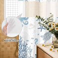 thumbnail image 3 of No Hook Shower Curtain, Blue Coastal Shower Curtains for Bathroom with See Through Top Window, Summer Beach Turtle Coral Starfish Jellyfish Waterproof & Washable Bath Curtain Small Stall 36"x78", 3 of 9