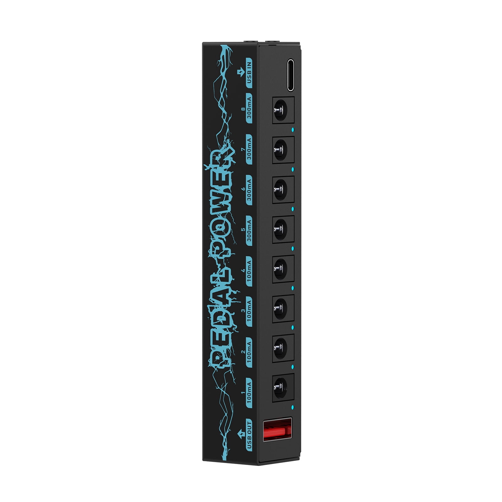 Guitar Pedal Power Supply Effect Pedal Board Power Supply 8 Isolated Output for 9V Effect Pedals Power with Blue LED