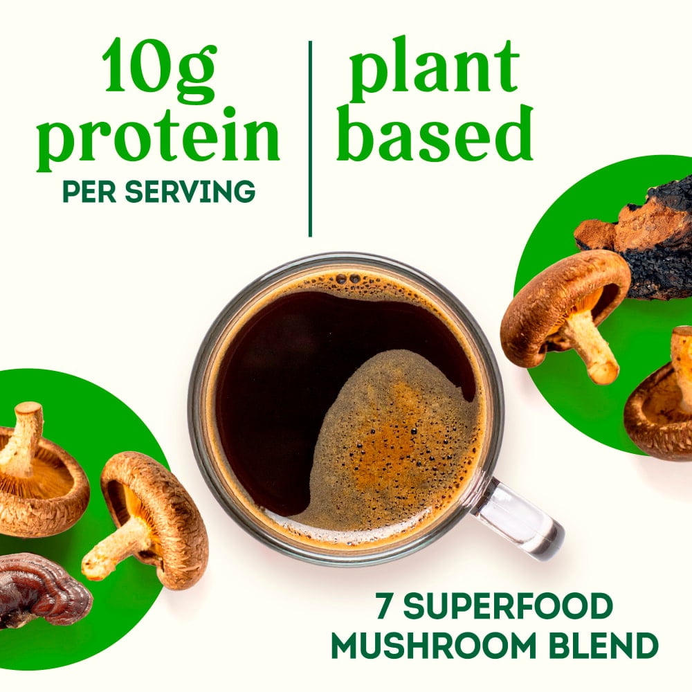 Simple Truth Protein Instant Decaf Coffee 7 Superfood Mushroom Blend with Pea Protein 10 Servings 8.5 oz