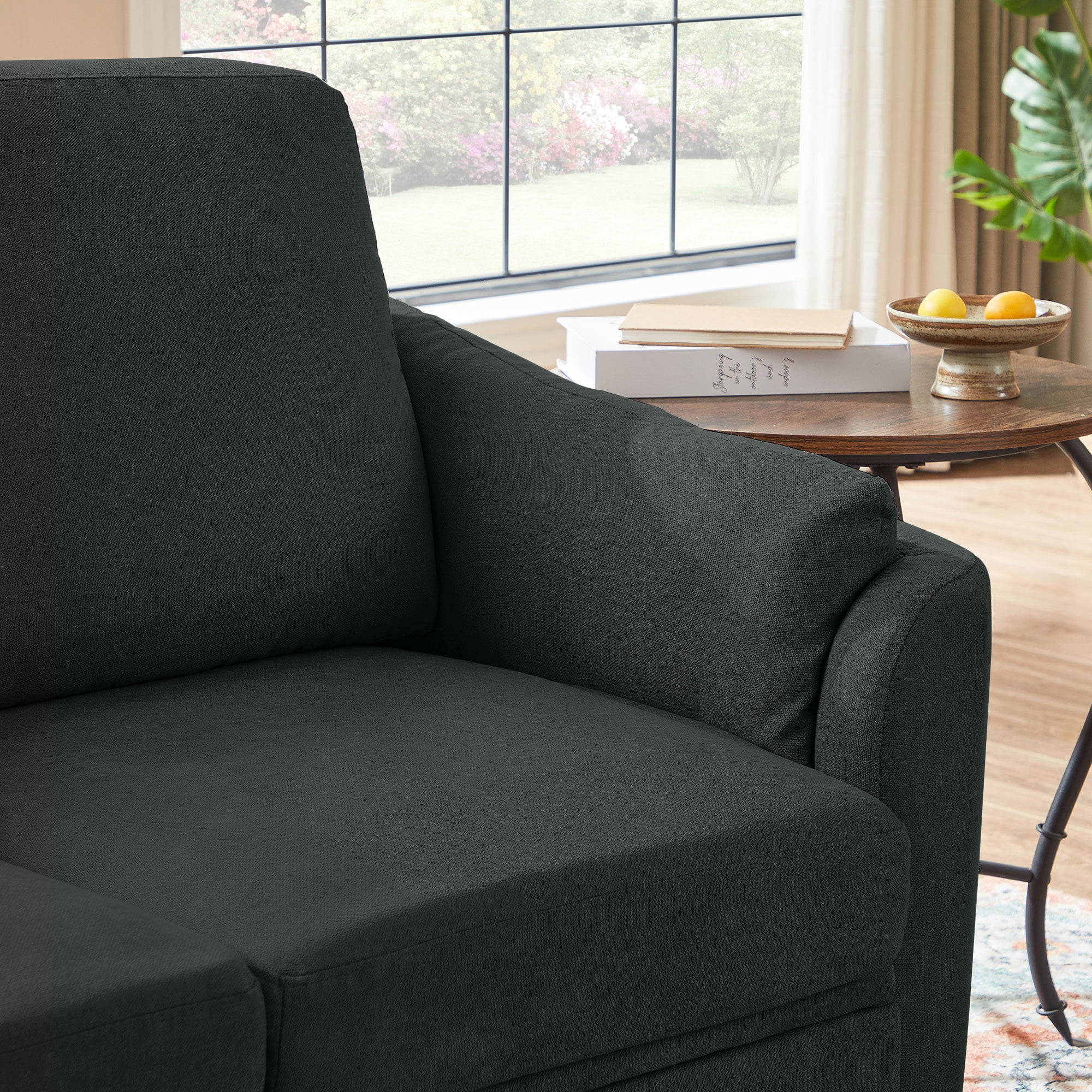 Soscana Small Sofa Couch Loveseat, 2 Seater Sofa for Living Room Apartment Bedroom Studio Office Small Space,Black