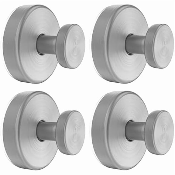 Suction Cup Hooks for Glass Window, Mirror, Wreaths- Shower Hooks for Inside Shower, No Drill Towel Hooks for Bathrooms, Bath Robe Coat Looafh Hook for Hanging - Silver (4 Pack)