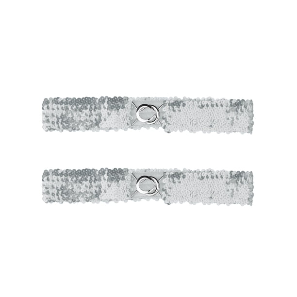 Cinturones elásticos delgados para mujeres INSPIRE CHIC con decoración de lentejuelas, cinturones elásticos para vestidos, 2 piezas, plateado