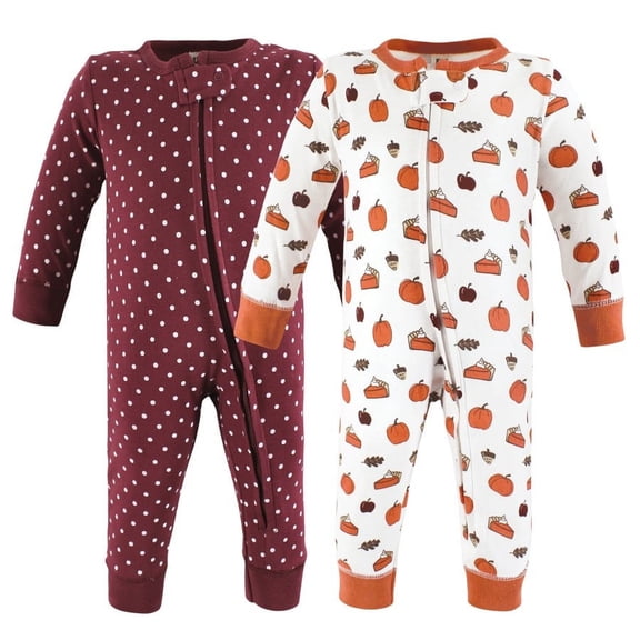 Hudson Baby Girl Cotton Sleep and Play, Pumpkin Pie, 0-3 Months