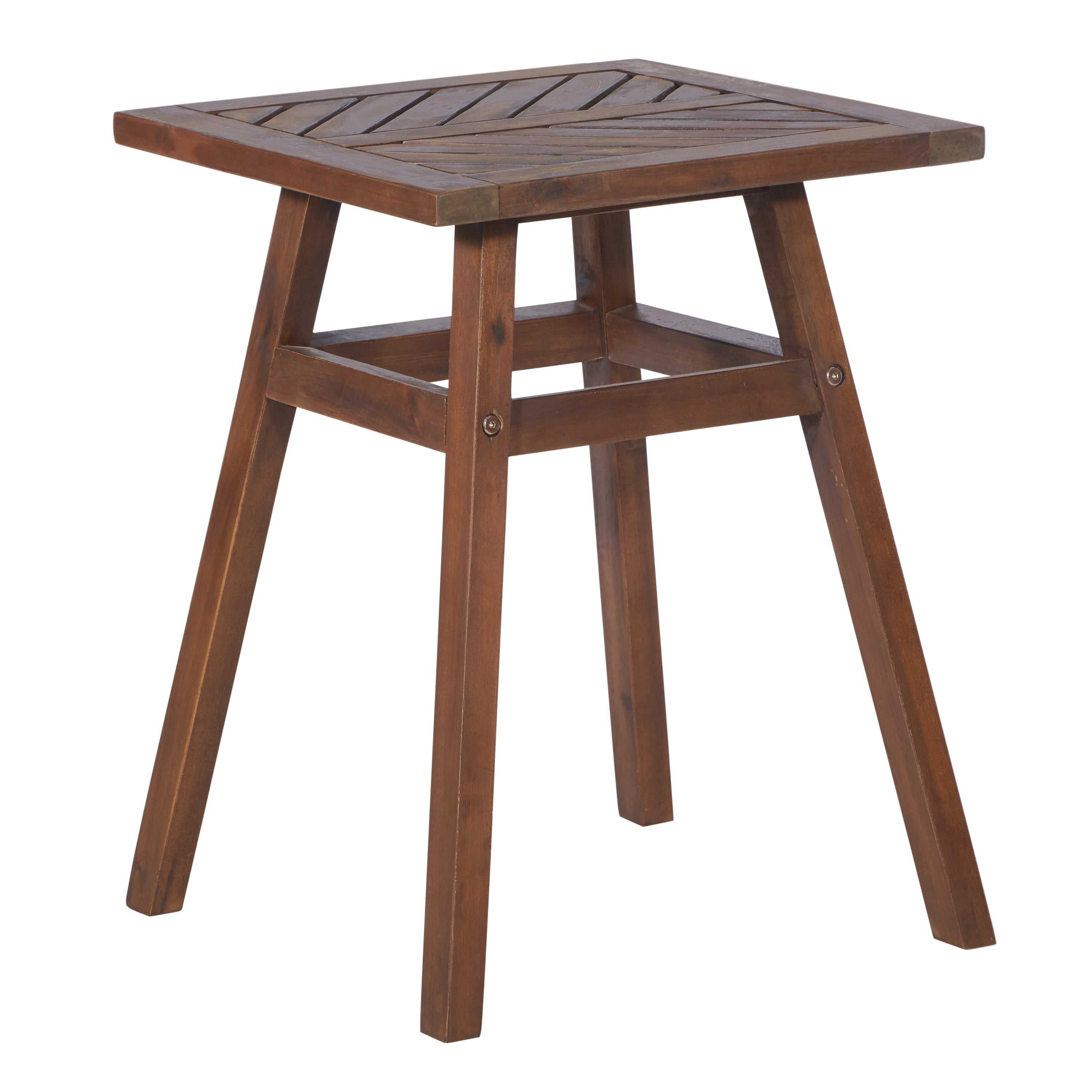 Manor Park Wood Outdoor Patio End Table with Chevron Design, Dark Brown