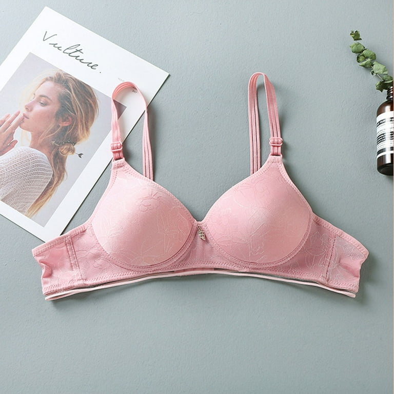 Odeerbi Wireless Lounge Bras for Women Printing Gathered Together Daily Bra  Underwear Pink