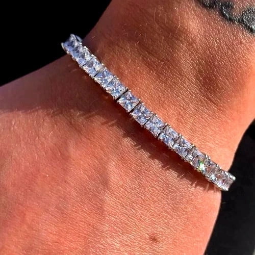 8.00 Ct Princess Cut Lab Created Diamond Tennis Bracelet 14k White Gold Plated