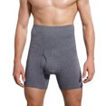 thumbnail image 2 of High-Waisted Compression Boxer Briefs for Men - Tummy Control, Open Fly, Breathable Cotton Fabric, Comfortable Fit, Shapewear Un GRAY 5XL, 2 of 5