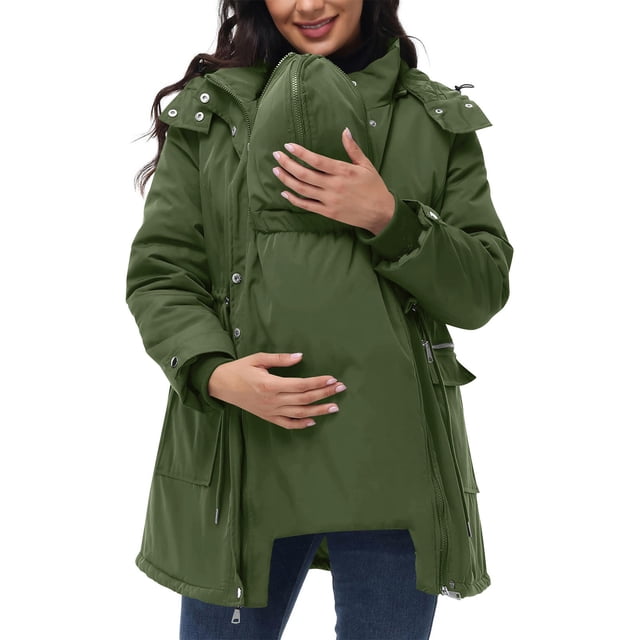 Doudoune Femme à Capuche, Parka Épaisse Matelassée Doublée Chaude avec Poches