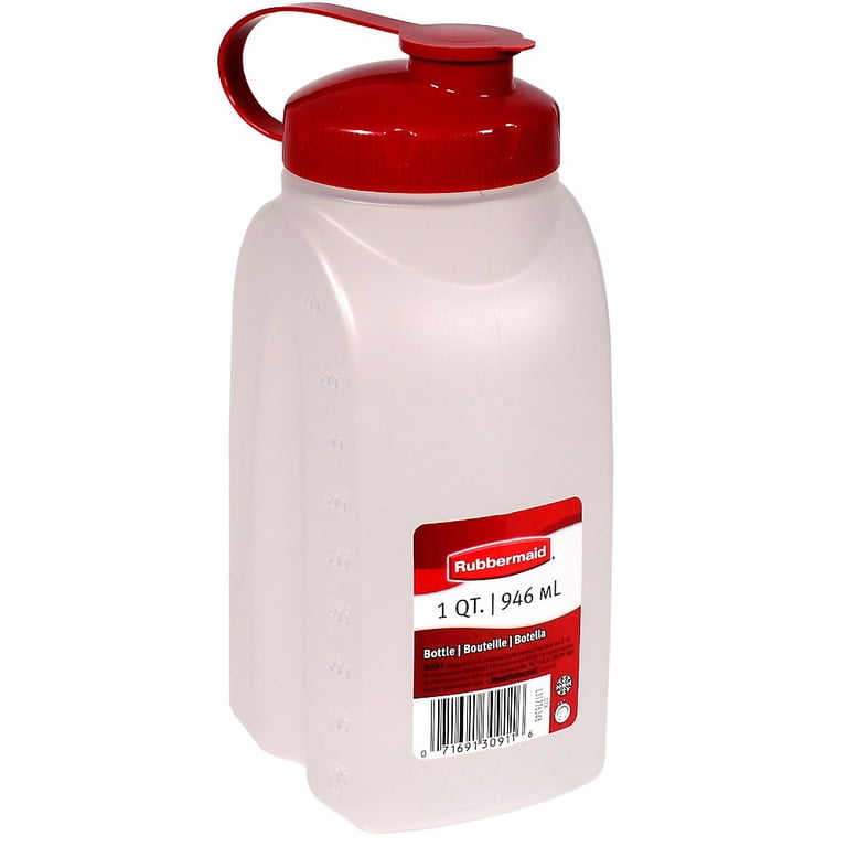 Rubbermaid 1776348 MixerMate Clear 1 Qt Bottle with Chili Red Lid 