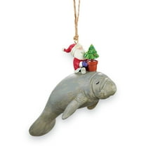 Cape Shore Santa Riding Manatee Nautical Coastal Christmas Holiday Ornament Resin
