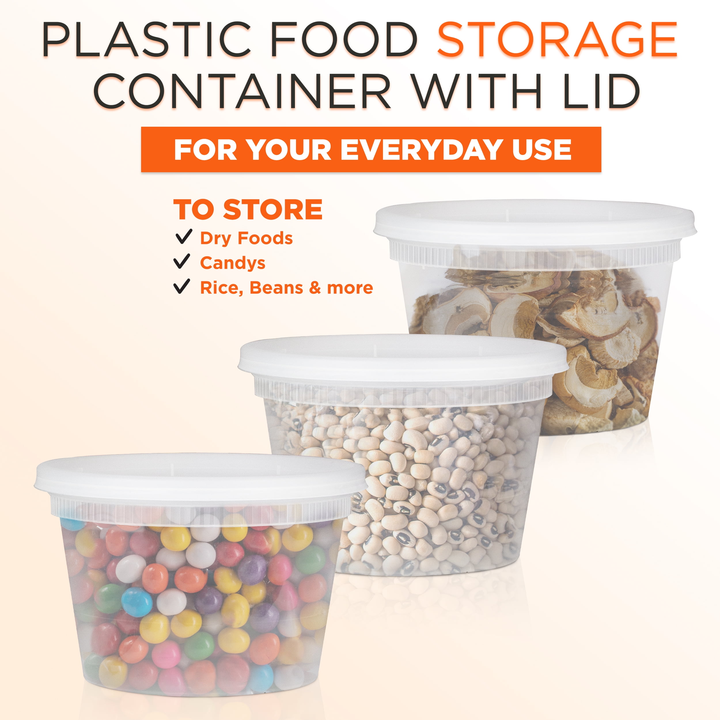 16 OZ Plastic Jars with Lids Household Food Storage of Dry Goods,Creams and  More,Included Extra Label and A Pen