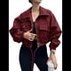 thumbnail image 1 of Chaqueta Corta para Mujer, Anorak Utilitario Extragrande con Cremallera y Bolsillos Vino Tinto XXL, 1 of 8