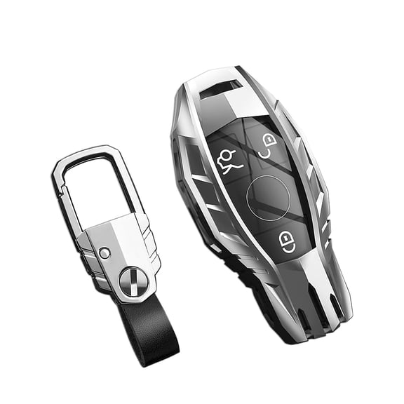 for Mercedes Benz Key Fob Cover with Keychain,Stylish and Durable Zinc Alloy Protection Key Case Compatible with C E S M CLS CLK G Class Smart keyless Key shell Accessories