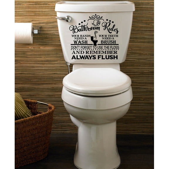 Bathroom Rules #6 Wall or Window Decal 13" x 16" (Black)