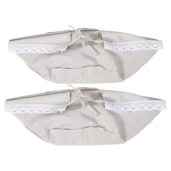 OULII 2Pcs Beige Cloth Basket Liners Soft Decorative Fabric for Wicker and Wire Baskets