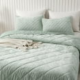 thumbnail image 3 of Wonderful Bedding Geometric Quilted Velvet Green 3-Piece Quilt Set, 3 of 7