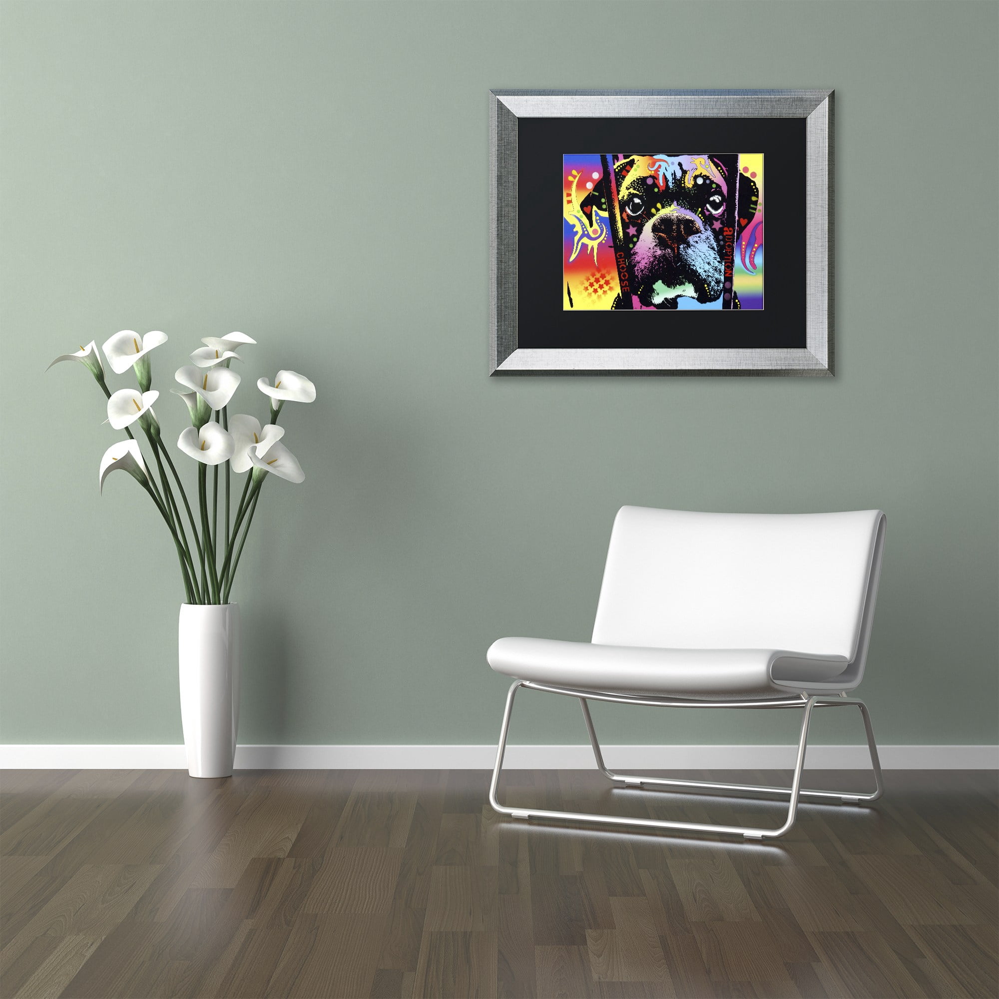 Trademark Fine Art "Choose Adoption Boxer" Canvas Art by Dean Russo, Black Matte, Silver Frame