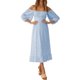 thumbnail image 2 of Sunloudy Vestido de verano para mujer, vestido midi con mangas acampanadas y cuello cuadrado liso con lazo en la espalda, vestido de una pieza largo con dobladillo con volantes para mujer Sunloudy  moda, 2 of 9