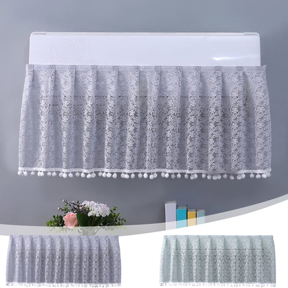 Cortina de viento de aire acondicionado | Cortina semi montada en la pared de encaje multifuncional | Protección contra la suciedad | Deflector de viento | Gris/Verde | 100x40cm | Fácil instalación
