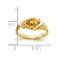 thumbnail image 3 of Solid 14k Yellow Gold 7x5mm Oval Citrine Yellow November Gemstone Checker Diamond Engagement Ring Size 5 (.056 cttw.), 3 of 6