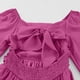 thumbnail image 5 of Vestido de manga larga con cuello redondo para niña, color liso, moderno y cómodo, con cinturón, de poliéster., 5 of 8