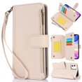 thumbnail image 3 of for iPhone 11 Crossbody Case, RFID Blocking for iPhone 11 Case Wallet with Card Holder, Fashion PU Leather Magnetic Flip Zipper Wrist Strap Lanyard Phone Case, White, 3 of 18