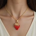 thumbnail image 6 of LIANXUE Strawberry Shape Pendant Necklace Fruit Necklace Stainless Steel Texture Fashion Neck Jewelry Suitable for Fashion Lover, 6 of 12