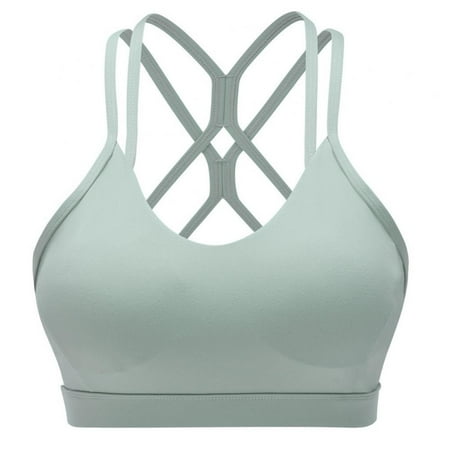 

Xmarks Women Strappy Sports Bra for Women Cross Back Sports Bra Padded Yoga Bra Medium Support Workout Bra Green XL