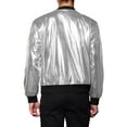 thumbnail image 3 of Lars Amadeus Men's Metallic Jacket Zip Up Disco Party Shiny Varsity Bomber Jacket, 3 of 6