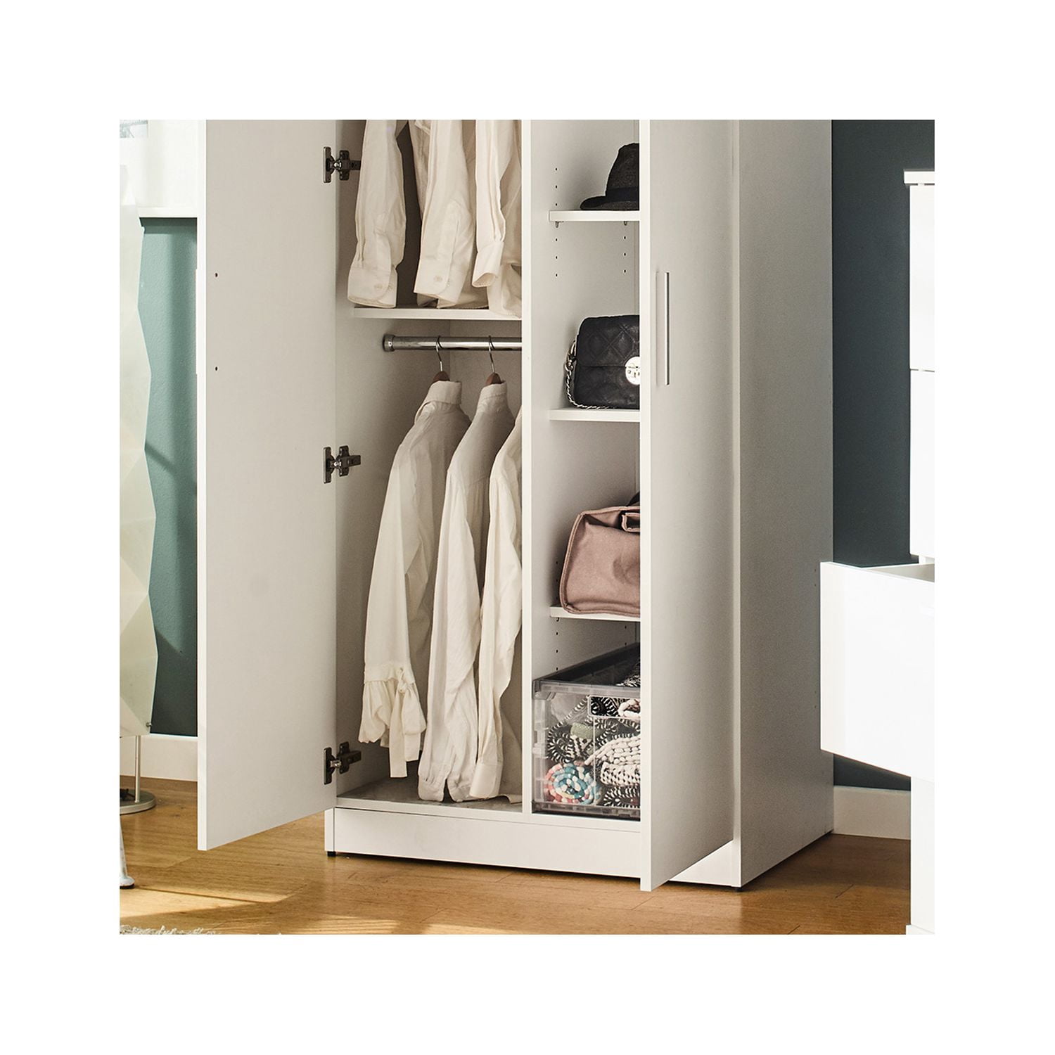 Klair Living Viviane Wood Closet with Hanging Bars and 5 Shelves