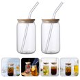 thumbnail image 2 of WRISTBIQUE Cup With Lid And Straw Glass Water Cups Transparent 2Pcs 4.9*2.4*2.4In, 2 of 10