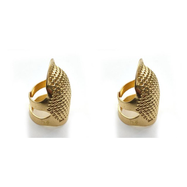 Billuyoard Anillo protector de latón para dedal, para trabajo manual, accesorios artesanales hechos a mano para el hogar, profesional, chapado en oro Chapado en oro METRO 2piezas