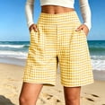 thumbnail image 2 of Yutgune Womens Bermuda Shorts High Waisted Elastic Back Wide Leg Plaid Summer Shorts with Pockets, 2 of 6