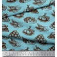 thumbnail image 1 of Soimoi Japan Crepe Satin Fabric Non Veg Dishes Party Printed Fabric 1 Yard 42 Inch Wide, 1 of 1