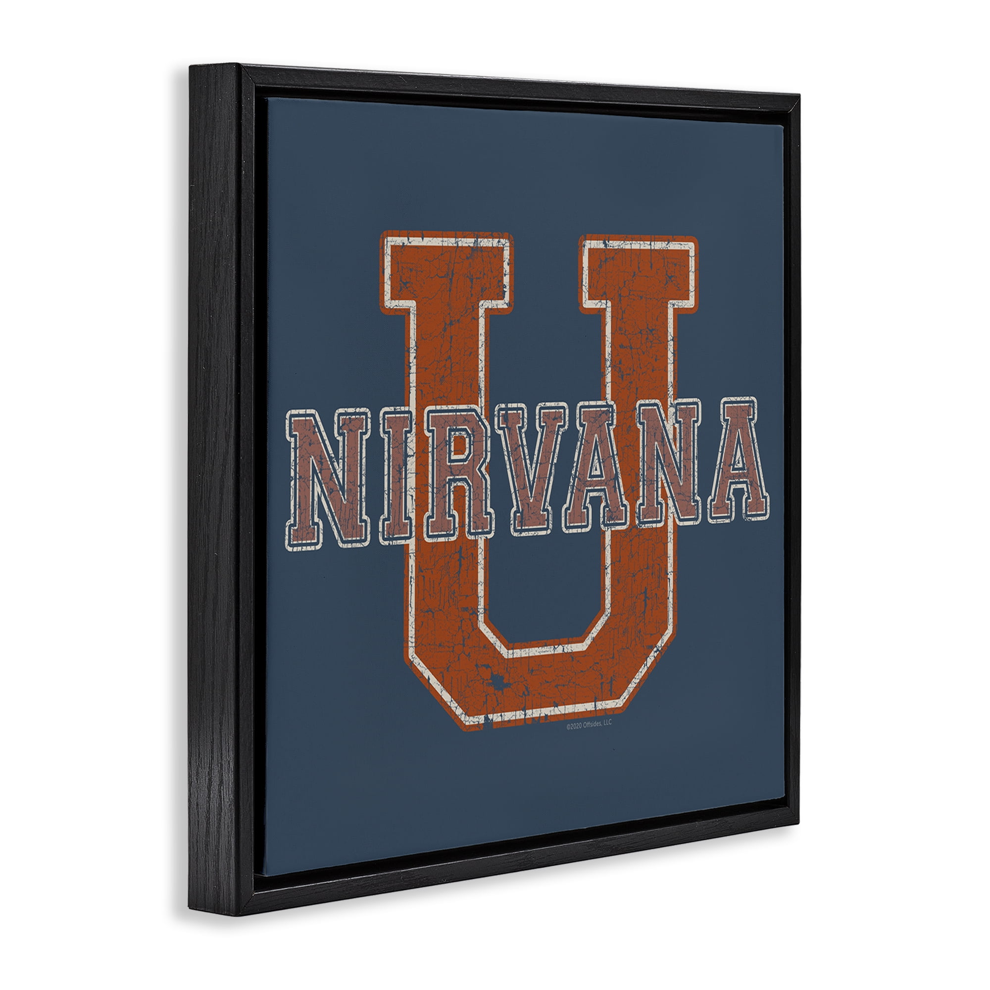 Stupell Industries Nirvana U Varsity Style Text & Numbers Painting Black Floater Framed Canvas Art Print Wall Art, 18 x 18