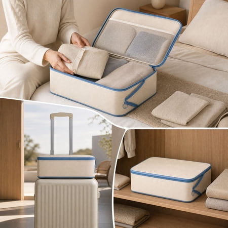 Storage Bag Foldable Fabric Organizer With Handles Stackable Space Saving For Clothes Bedding Closet Storage