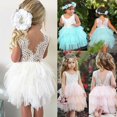 thumbnail image 1 of Robe en Dentelle pour Tout-Petits Filles Bébé Fête Mariage Demoiselle d'Honneur Tutu Tenues 1-5 Ans, 1 of 4