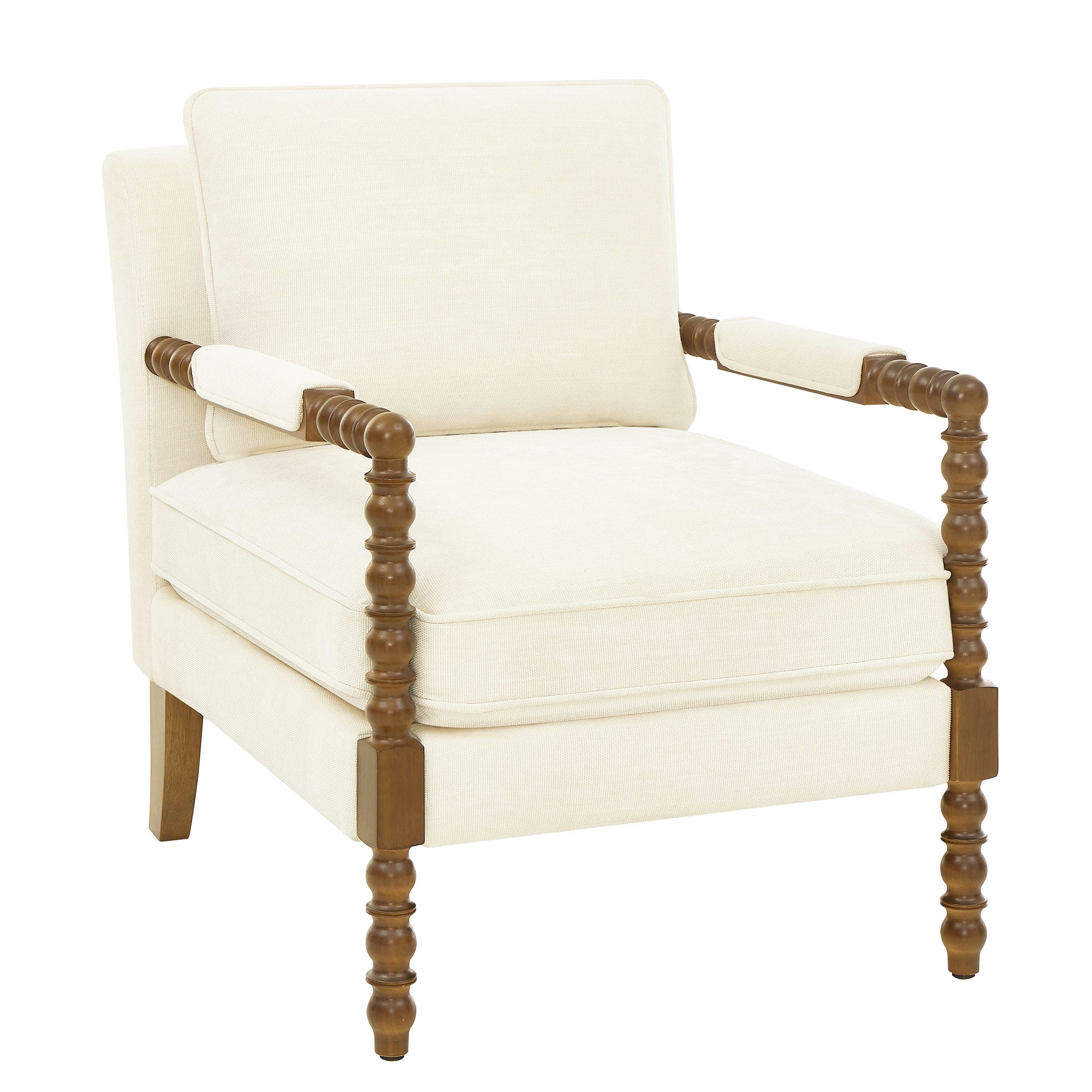 Pioneer Woman Harper Spindle Accent Chair, Antique White Fabric Upholstery