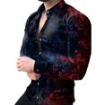 thumbnail image 1 of Camisas hawaianas con salpicaduras de tinta Camisas con estampado gráfico Camisas de moda para hombres Blusa de playa de manga larga Camisas con solapa cubana Ropa para hombres, 1 of 6