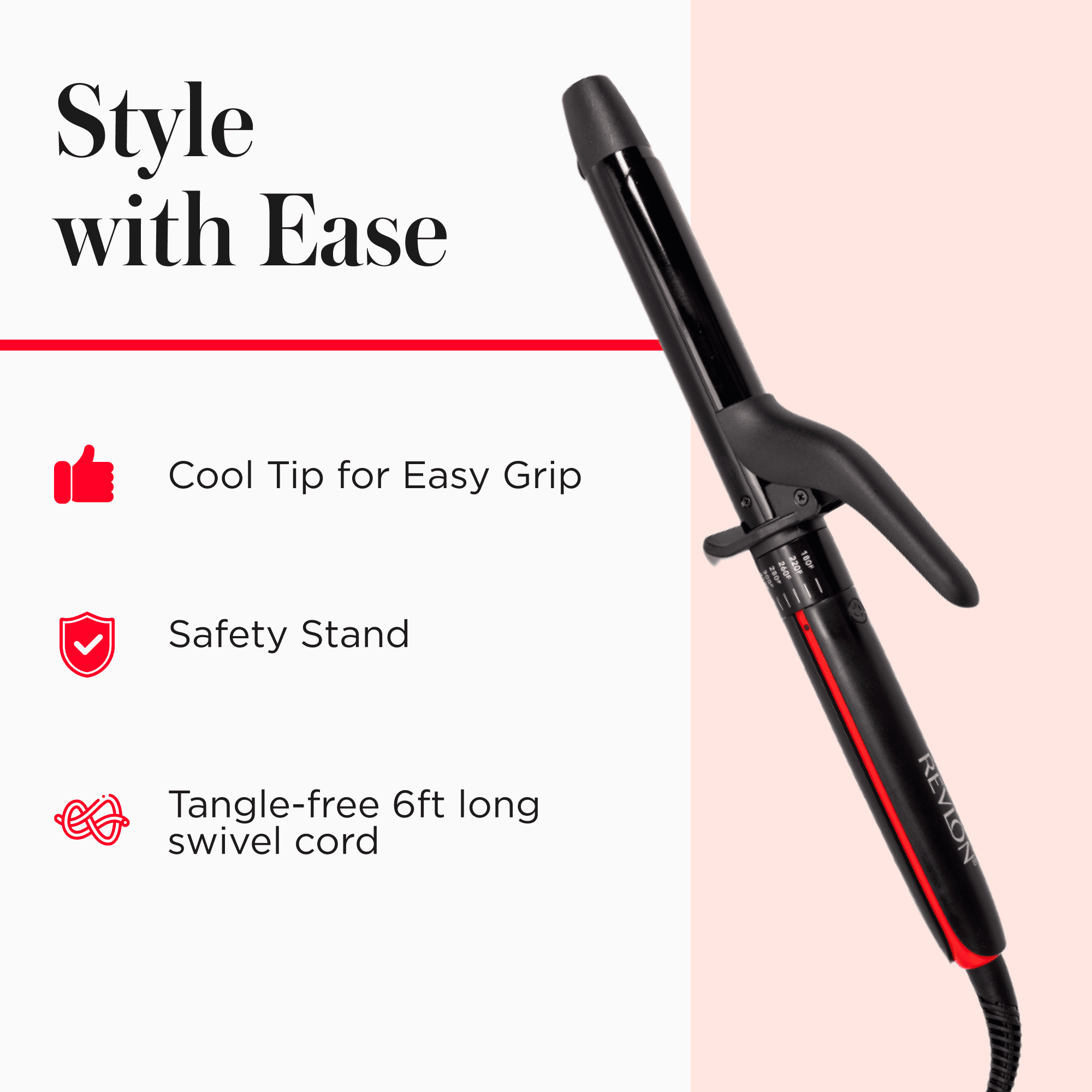 Revlon SmoothStay 1" Coconut Oil-Infused Curling Iron, Black