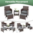 thumbnail image 5 of ELPOSUN 5-Piece Patio Furniture Set, Outdoor PE Wicker Conversation Chairs with Ottoman Underneath, Brown Ratan,Gray, 5 of 8