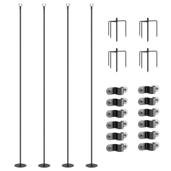 Outsunny String Light Poles, 10' Steel Light Poles for Outside, 4 Pack
