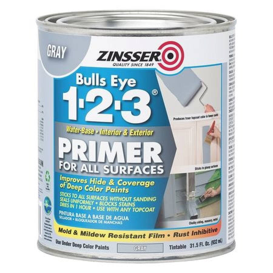 Zinsser Bulls Eye 123 Primer for All Surfaces, Gray, 1 Quart
