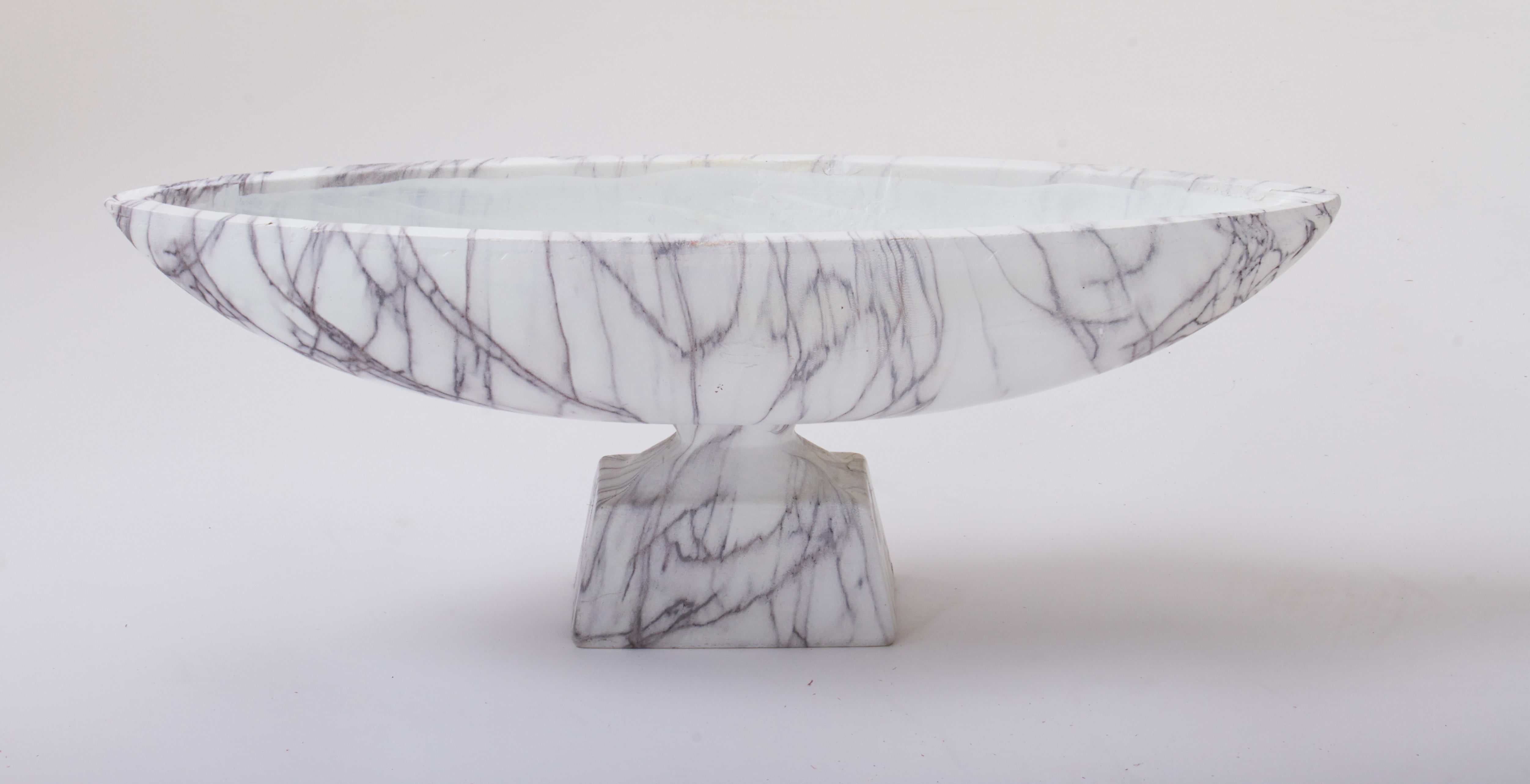 74676 Polyresin White Marble Long Bowl