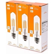 Leadleds T10 Led Long Tubular Bulb, 4W 40 Watt Equivalent, 2700K Warm White Vintage LED Filament Light Bulbs, 3-Pack